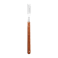 Representative wood-handle two-prong carving fork on white