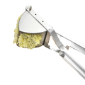 Original stainless steel ricer with cooked potato example on white