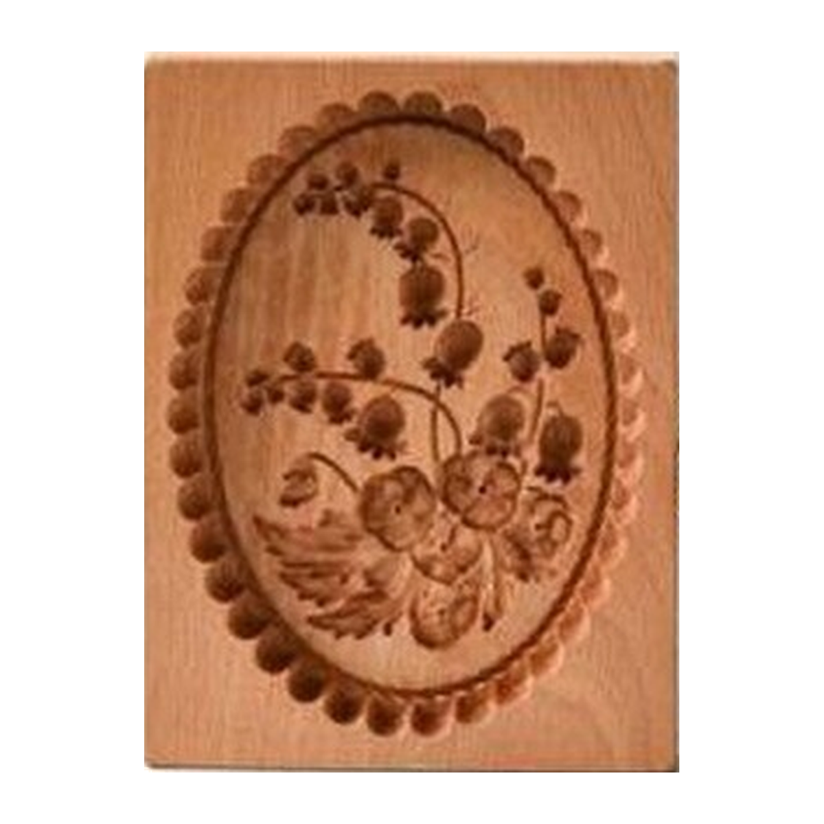 Original Chrysanthemum and Bird wooden cookie mold on white