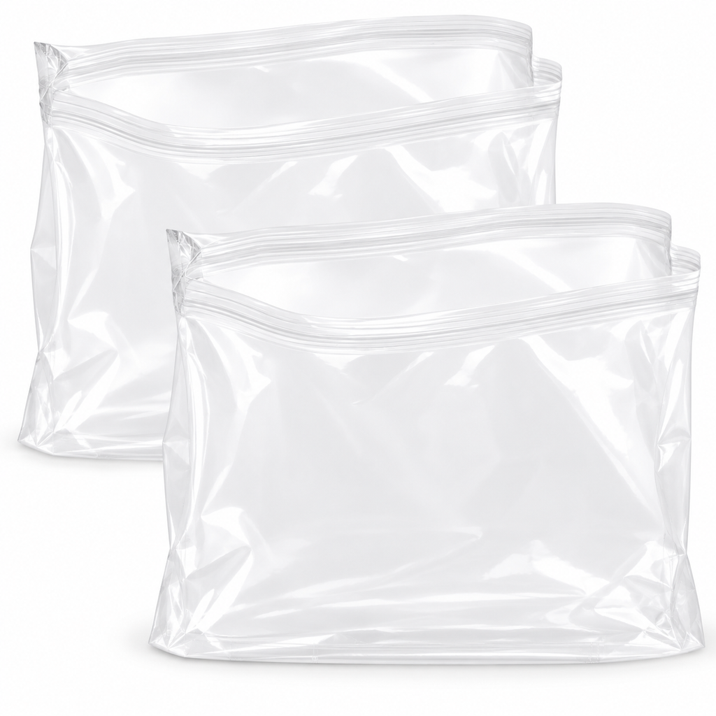 Representative clear turkey brining bag on white