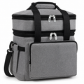 Gray18L double-layer insulated food bag with handles and shoulder strap on white