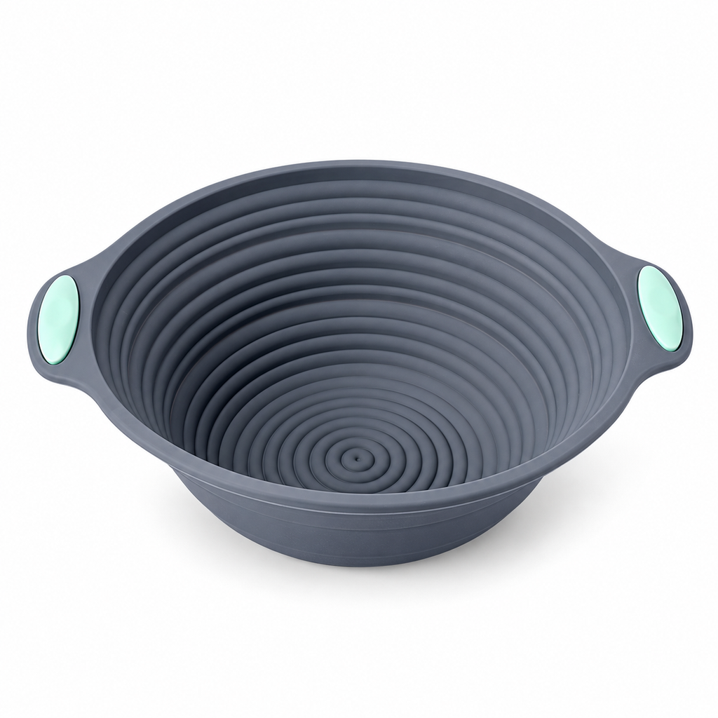 Representative Gray Round foldable silicone basket on white