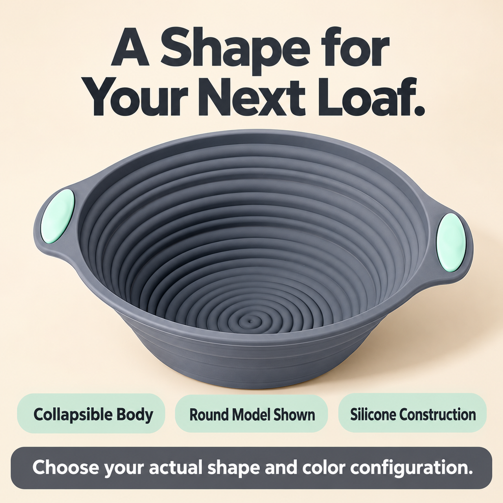 Foldable proofing basket features and shape-selection disclosure