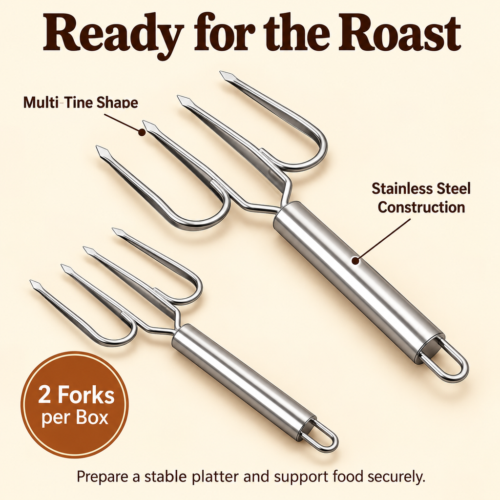 Turkey lifting fork working ends and hanging handle features