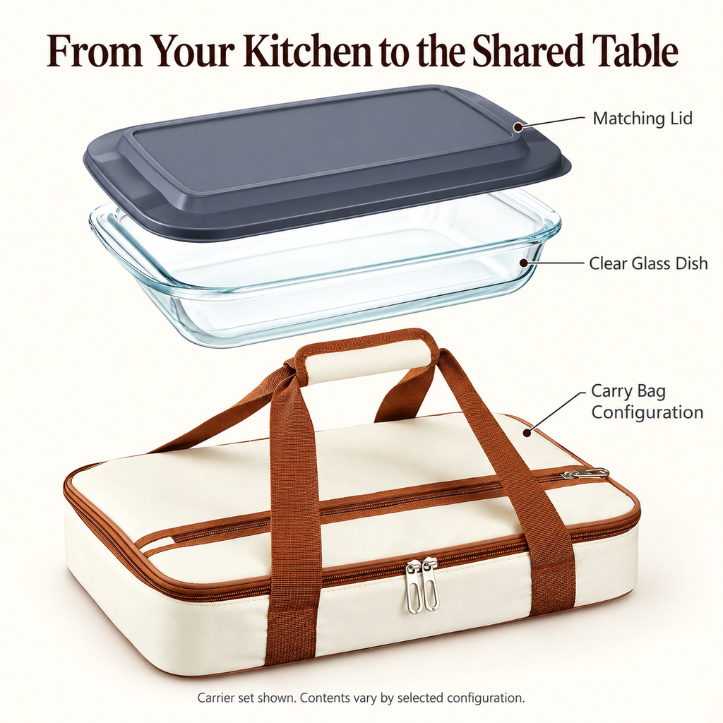 Glass food-container package features with carrier inclusion by selection