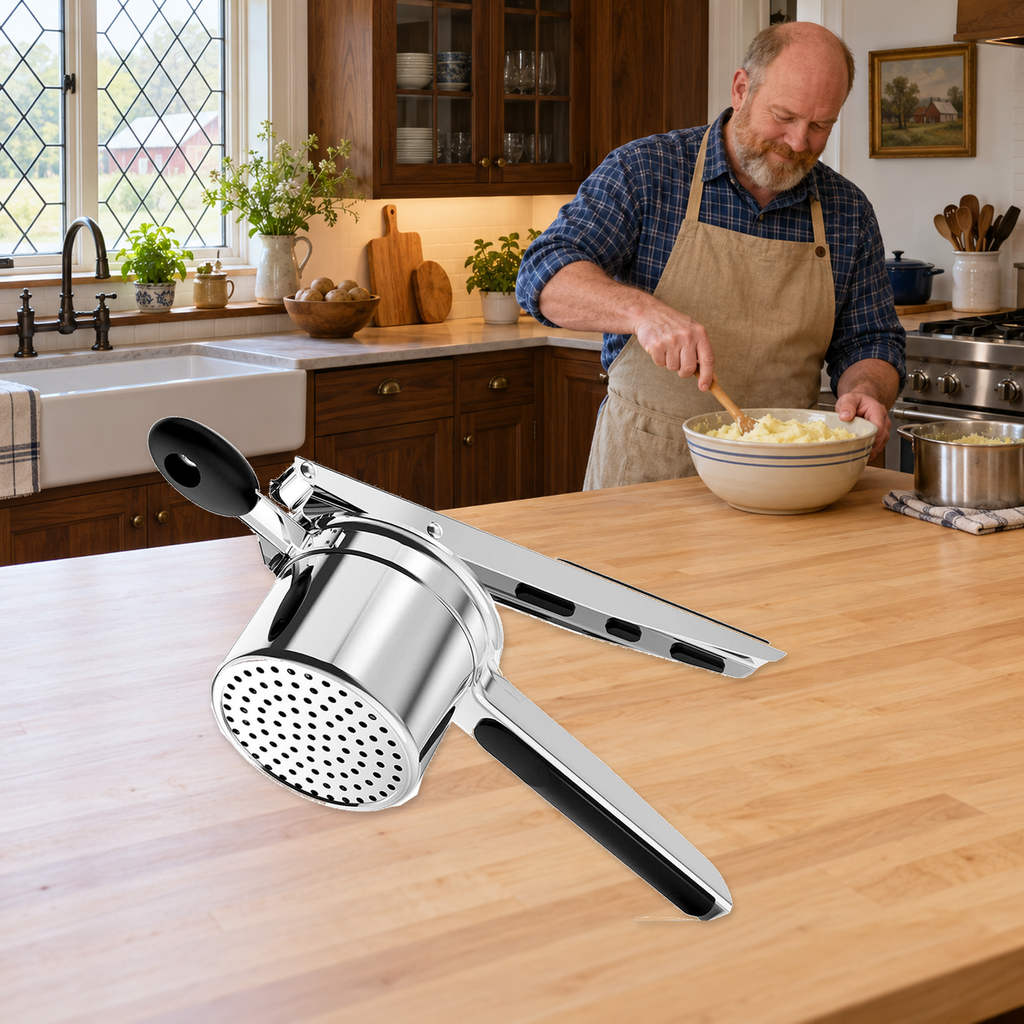 Stainless Steel Potato Ricer with 3- or 4-Disc Options for Homemade Mash - lifestyle
