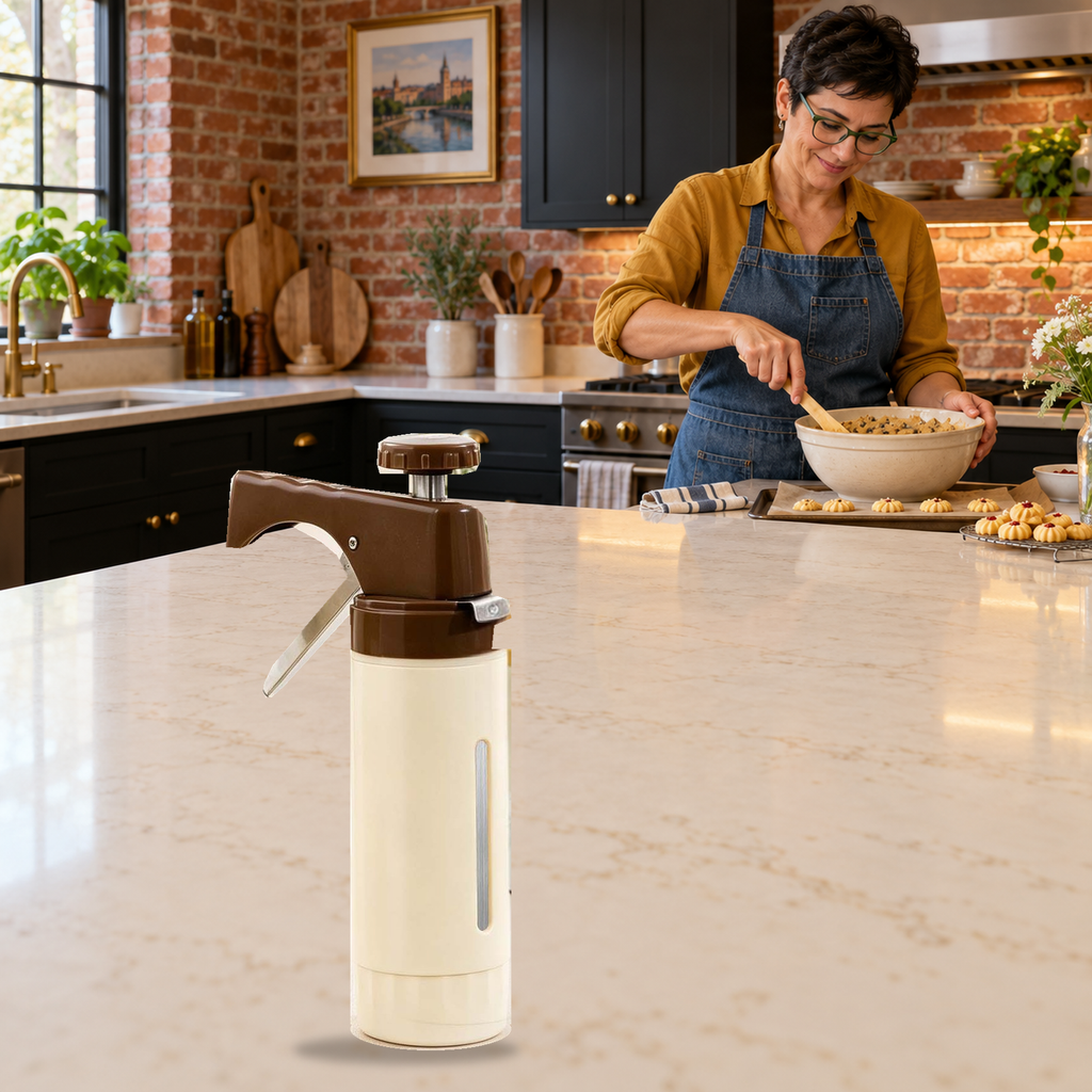 304 Stainless Steel Cookie Press with 13 Discs for Spritz Cookies - lifestyle