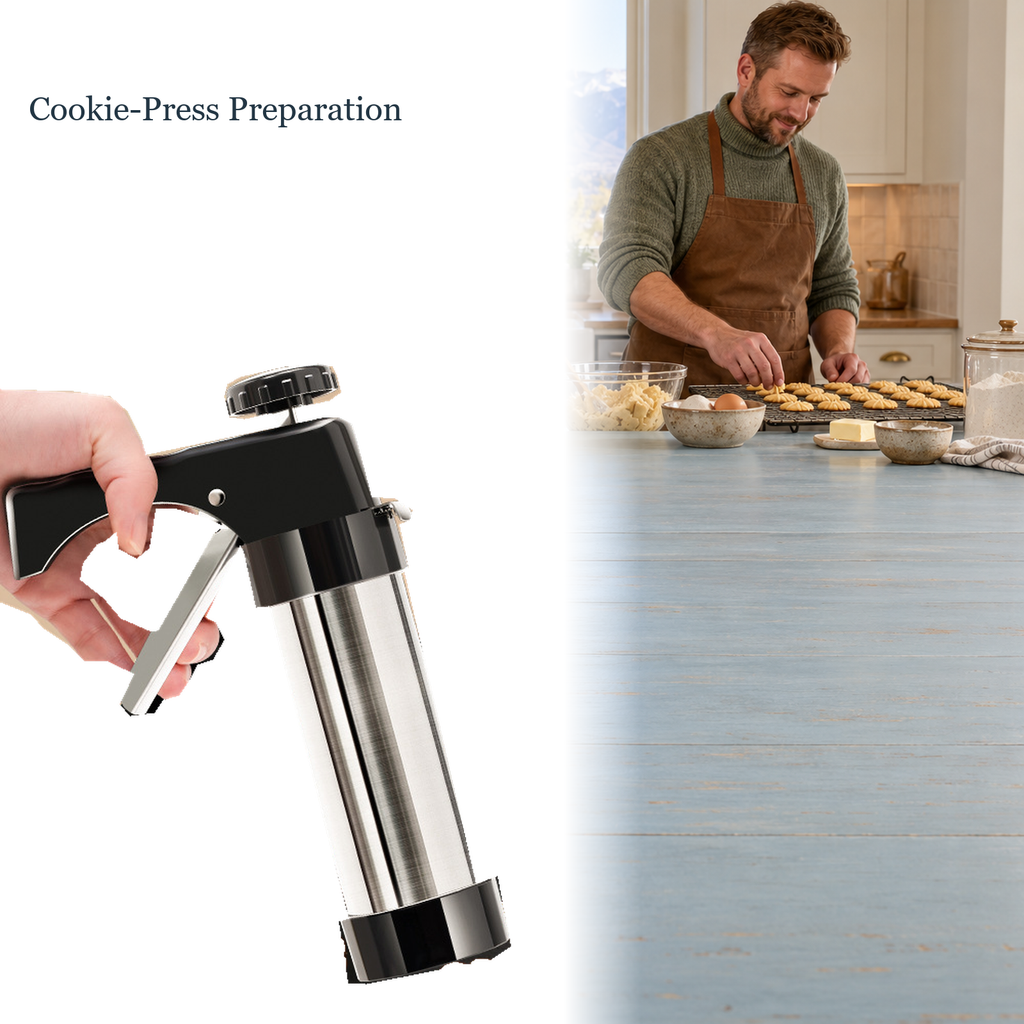 Cookie Press Kit with 13 Discs & 8 Icing Tips for Spritz Cookies - lifestyle