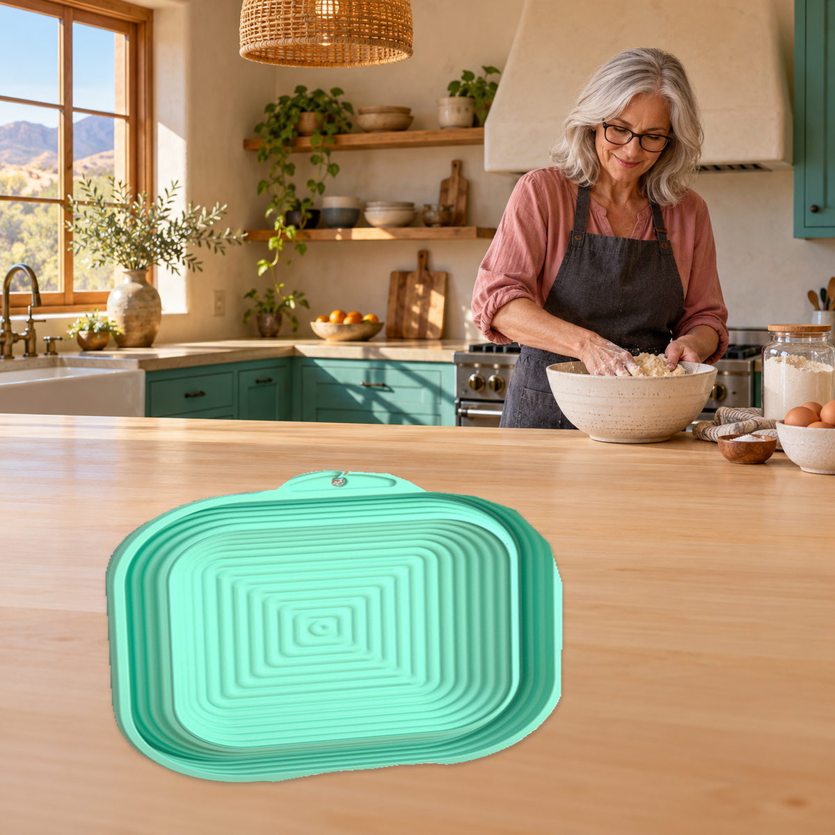 Collapsible Silicone Proofing Basket in Oval and Square Styles for Bread Dough - lifestyle