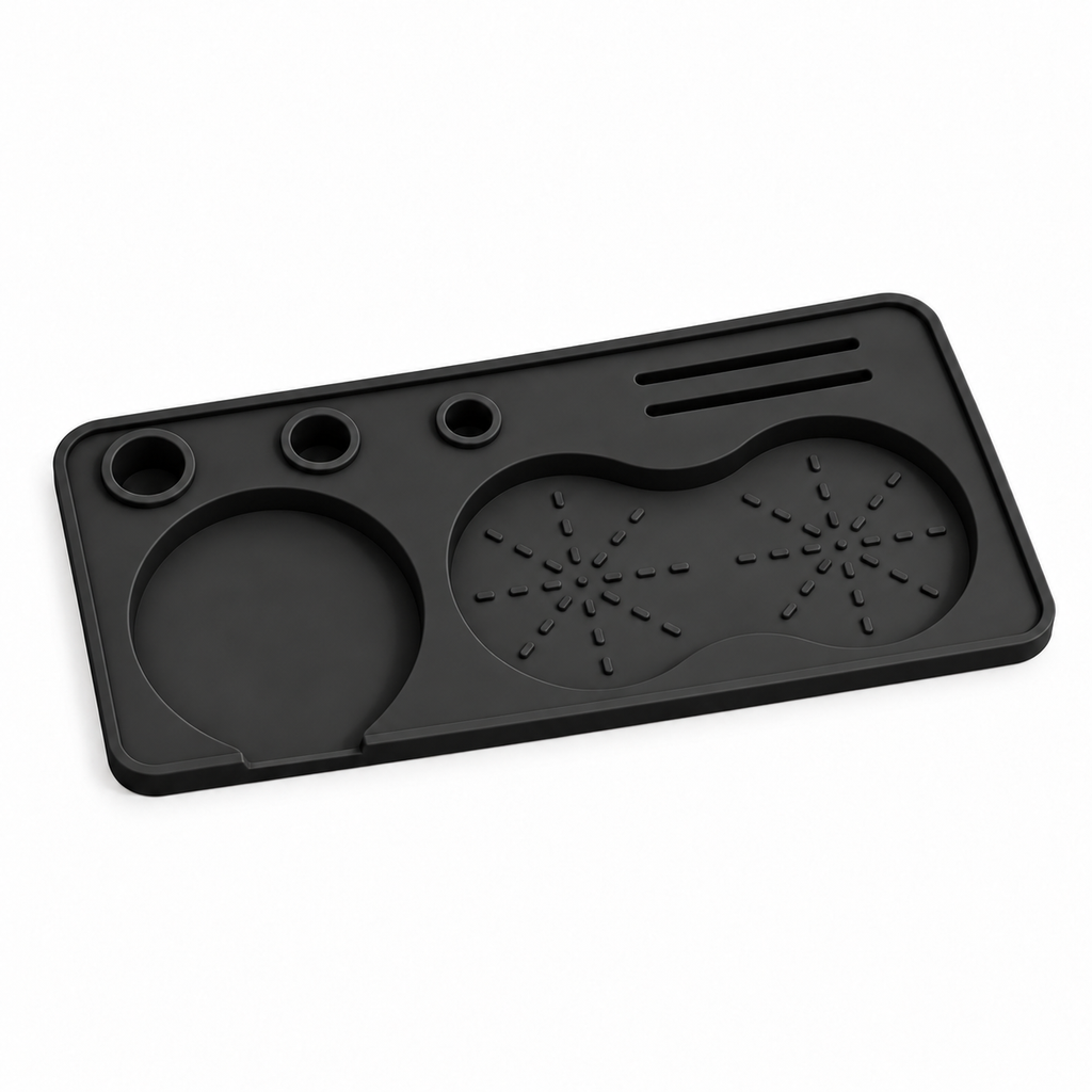 Silicone Espresso Tamping Mat in Two Sizes for Home Coffee Counters - Black - Small 22 x 10 - main