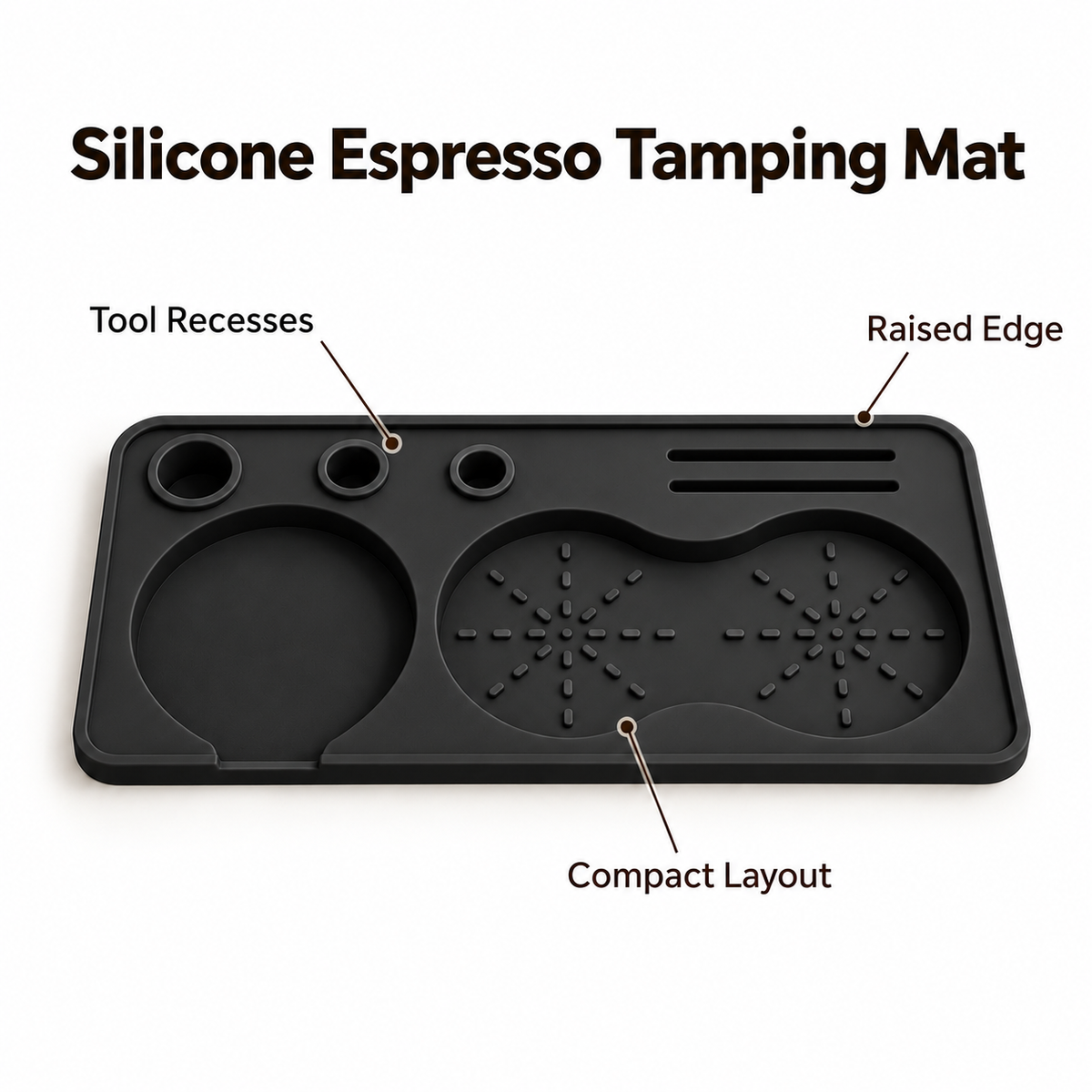 Silicone Espresso Tamping Mat in Two Sizes for Home Coffee Counters - Black - Small 22 x 10 - feature