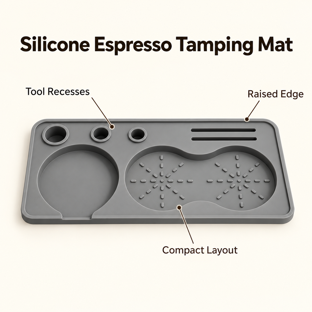 Silicone Espresso Tamping Mat in Two Sizes for Home Coffee Counters - Gray - Small 22 x 10 - feature