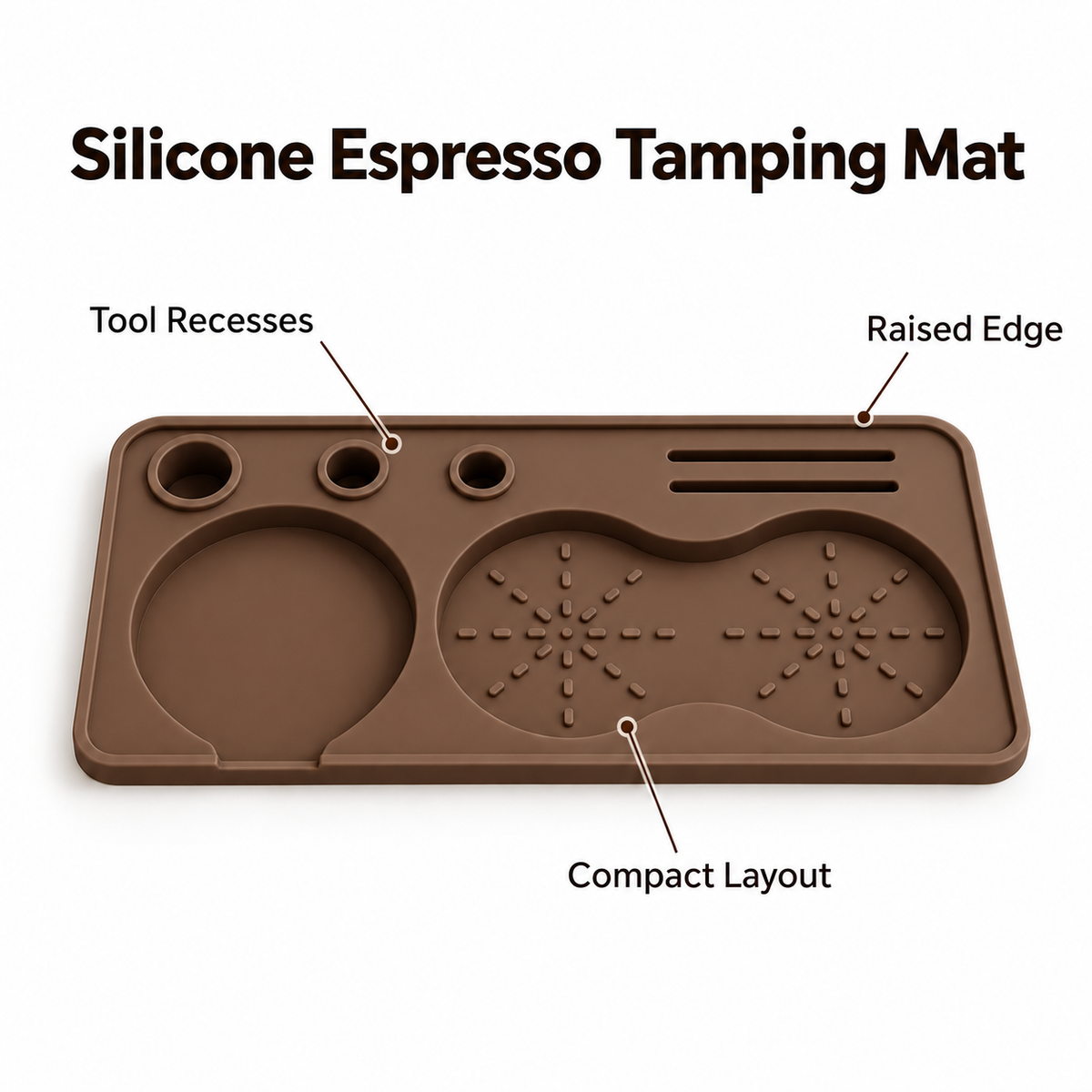 Silicone Espresso Tamping Mat in Two Sizes for Home Coffee Counters - Brown - Small 22 x 10 - feature