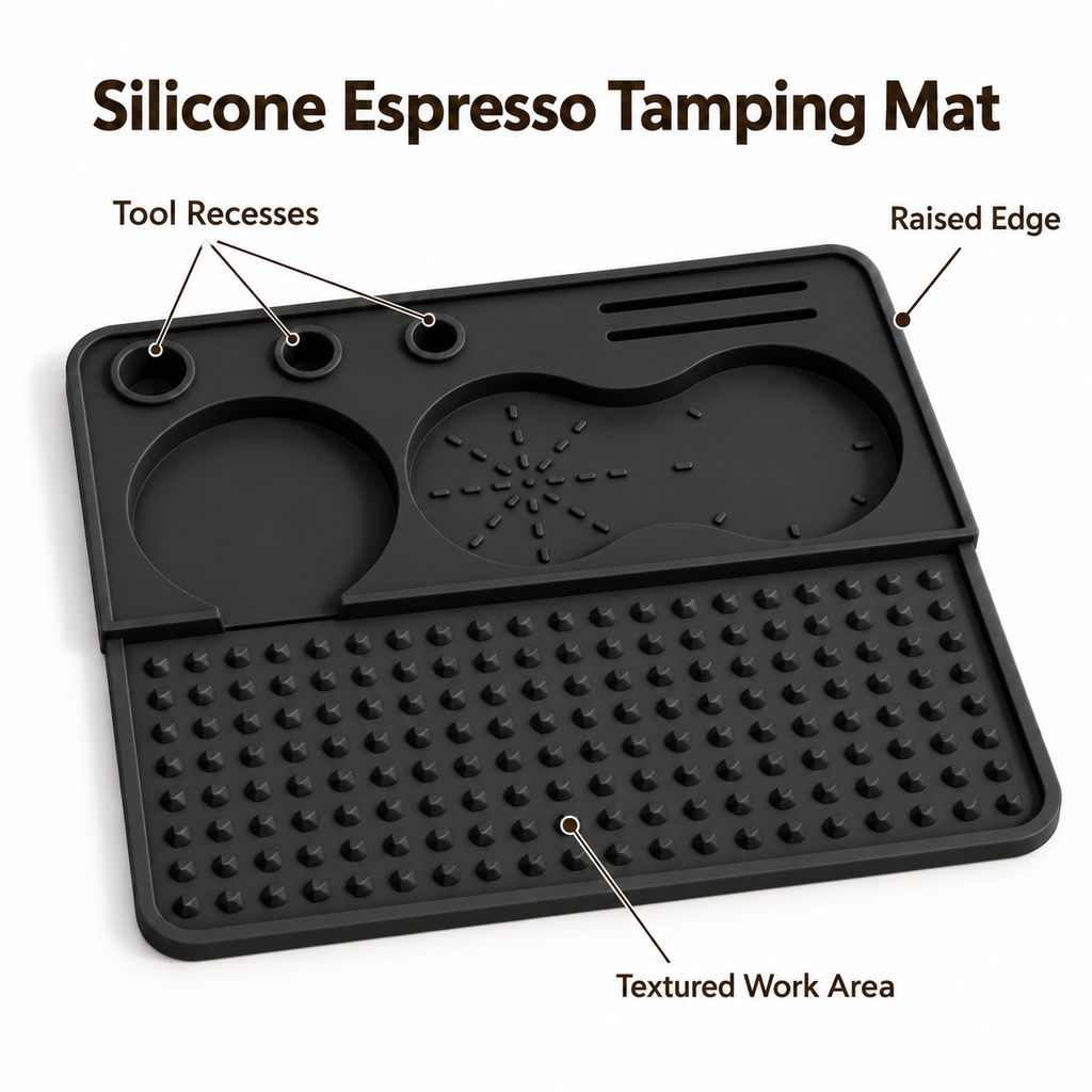 Silicone Espresso Tamping Mat in Two Sizes for Home Coffee Counters - Black - Large 22 x 22 - feature