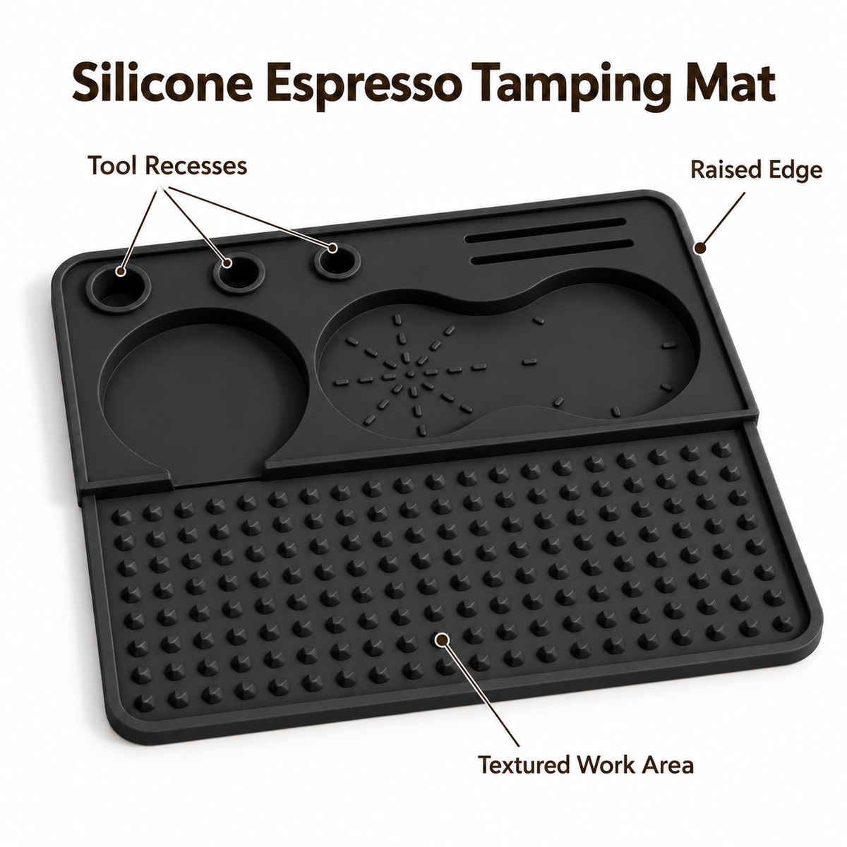 Silicone Espresso Tamping Mat in Two Sizes for Home Coffee Counters - Black - Large 22 x 22 - feature