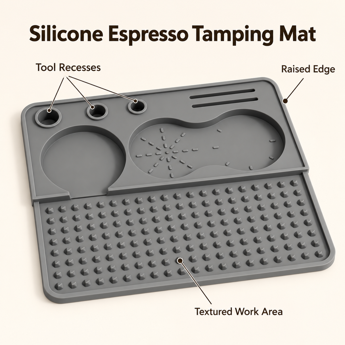 Silicone Espresso Tamping Mat in Two Sizes for Home Coffee Counters - Gray - Large 22 x 22 - feature