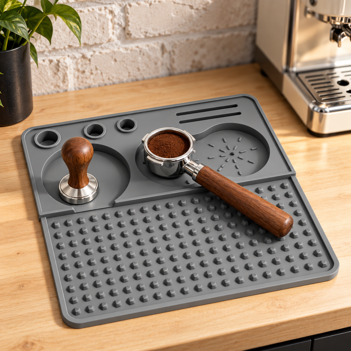 Silicone Espresso Tamping Mat in Two Sizes for Home Coffee Counters - Gray - Large 22 x 22 - lifestyle