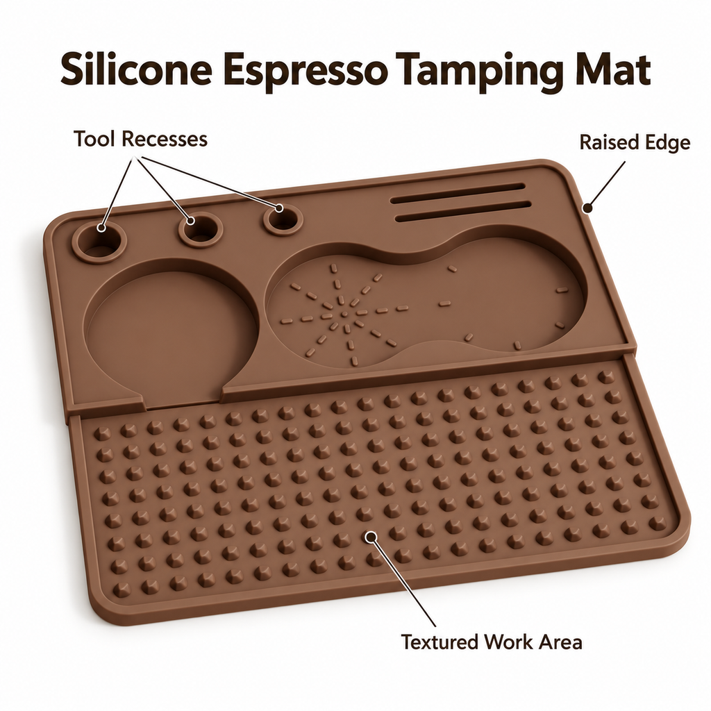 Silicone Espresso Tamping Mat in Two Sizes for Home Coffee Counters - Brown - Large 22 x 22 - feature