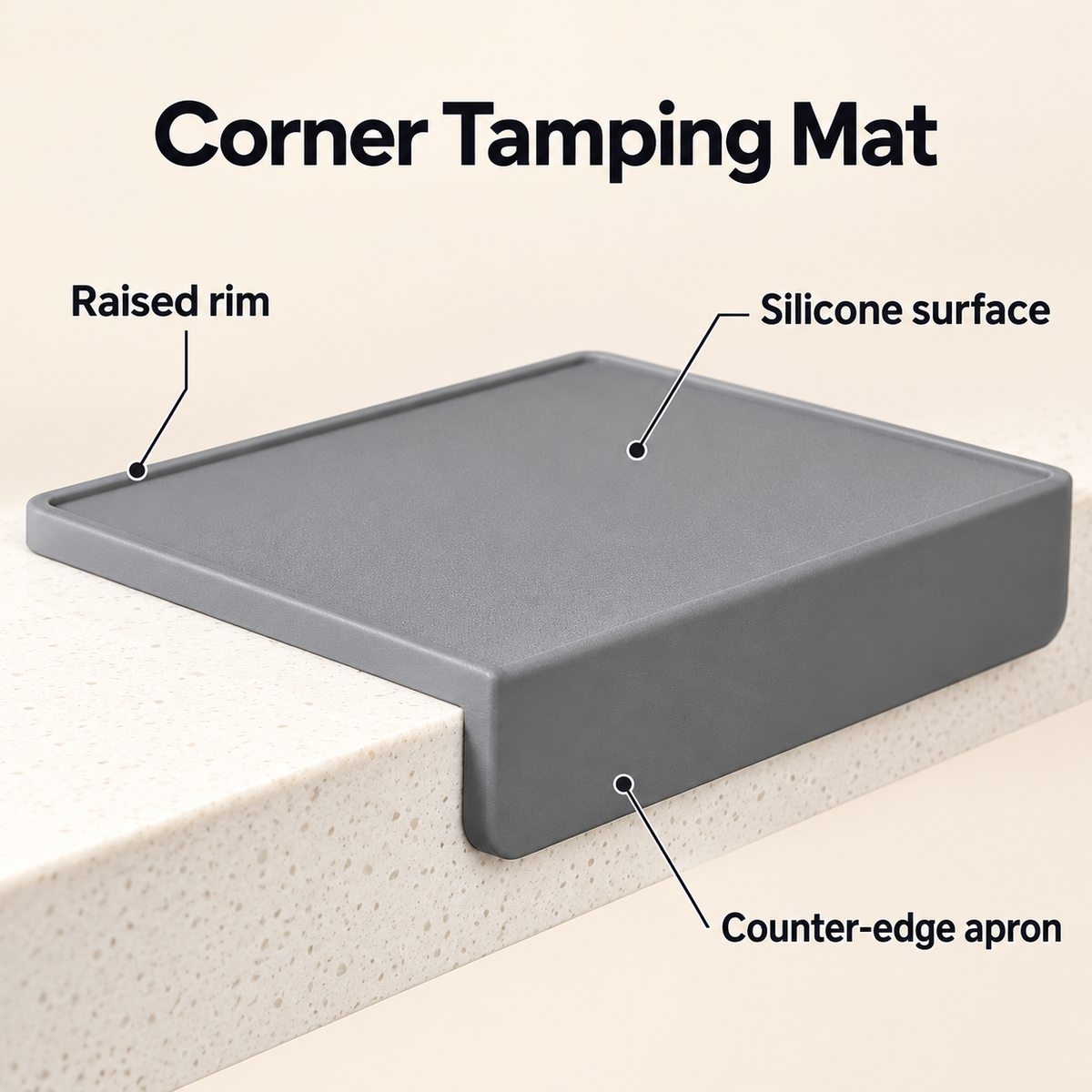 Large Silicone Coffee Tamping Mat for Organizing an Espresso Counter - Gray - feature