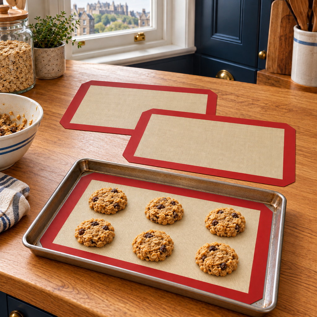 3-Pack Silicone Baking Mats with Size and Pattern Options for Home Baking - Red cut-corner 30 x 20cm - 3-Pack - lifestyle
