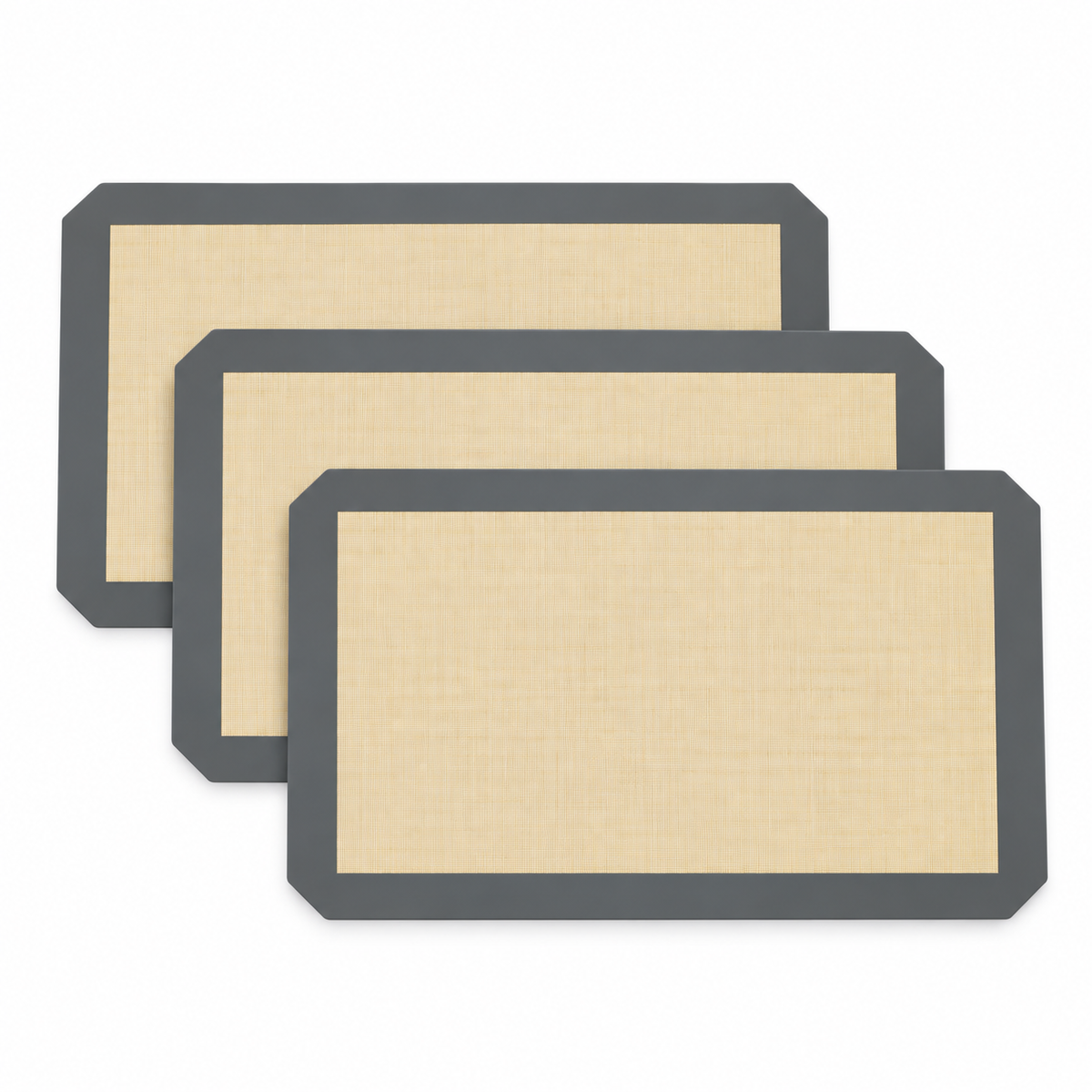 3-Pack Silicone Baking Mats with Size and Pattern Options for Home Baking - Gray cut-corner 30 x 20cm - 3-Pack - main