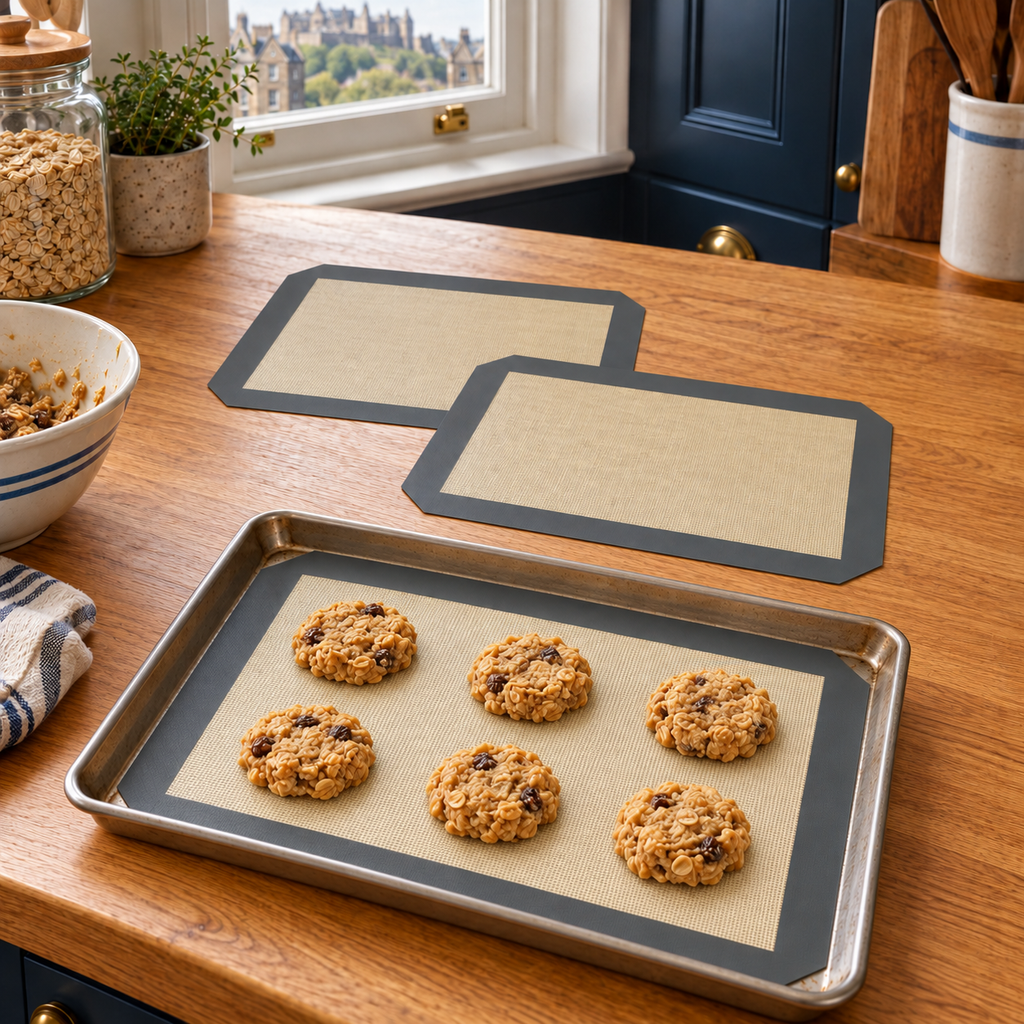 3-Pack Silicone Baking Mats with Size and Pattern Options for Home Baking - Gray cut-corner 30 x 20cm - 3-Pack - lifestyle