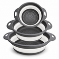 Round Collapsible Colander Set with Single and Multi-Basket Options - Gray-White - 3 baskets - main
