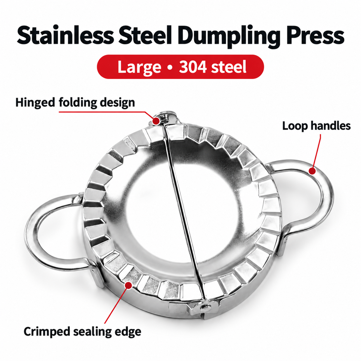 304 Stainless Steel Dumpling Press in Five Sizes for Homemade Filled Dumplings - Large - 304 steel - feature