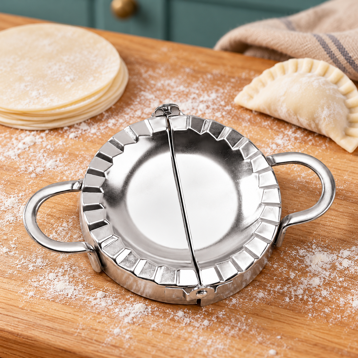 304 Stainless Steel Dumpling Press in Five Sizes for Homemade Filled Dumplings - Large - 304 steel - lifestyle