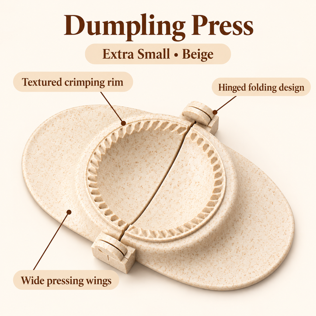 Wheat-Straw Dumpling Press with Size and Color Options for Handmade Dumplings - Extra Small Beige - feature