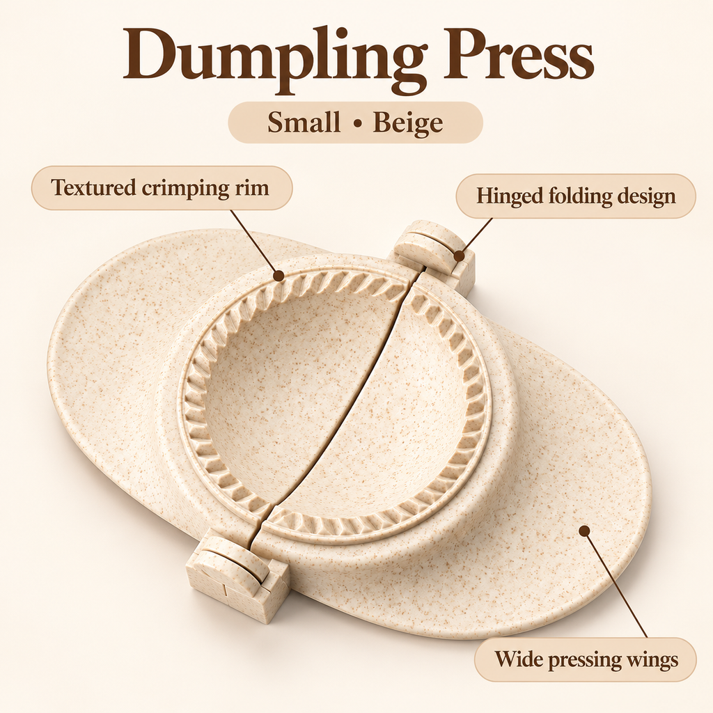 Wheat-Straw Dumpling Press with Size and Color Options for Handmade Dumplings - Small Beige - feature