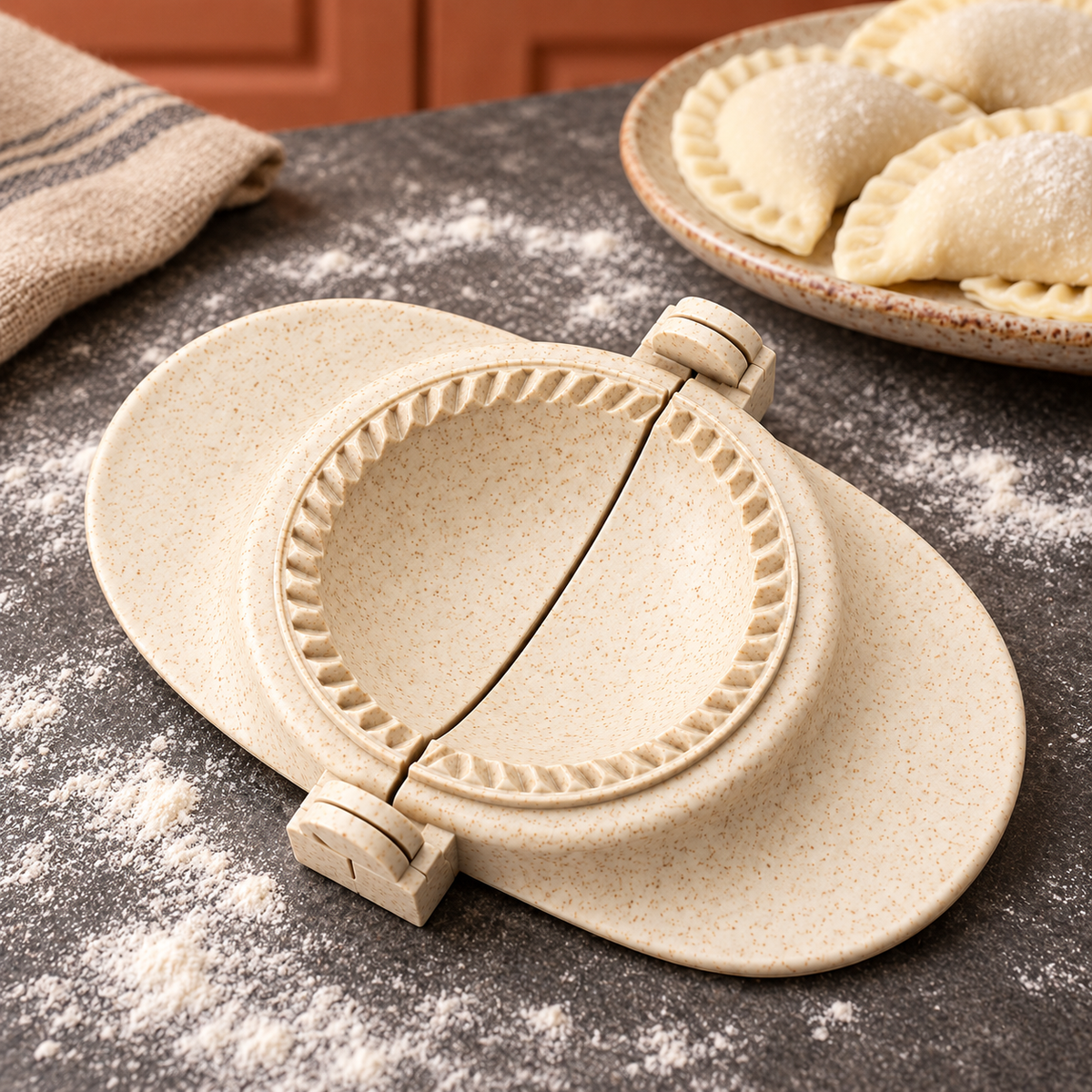 Wheat-Straw Dumpling Press with Size and Color Options for Handmade Dumplings - Small Beige - lifestyle