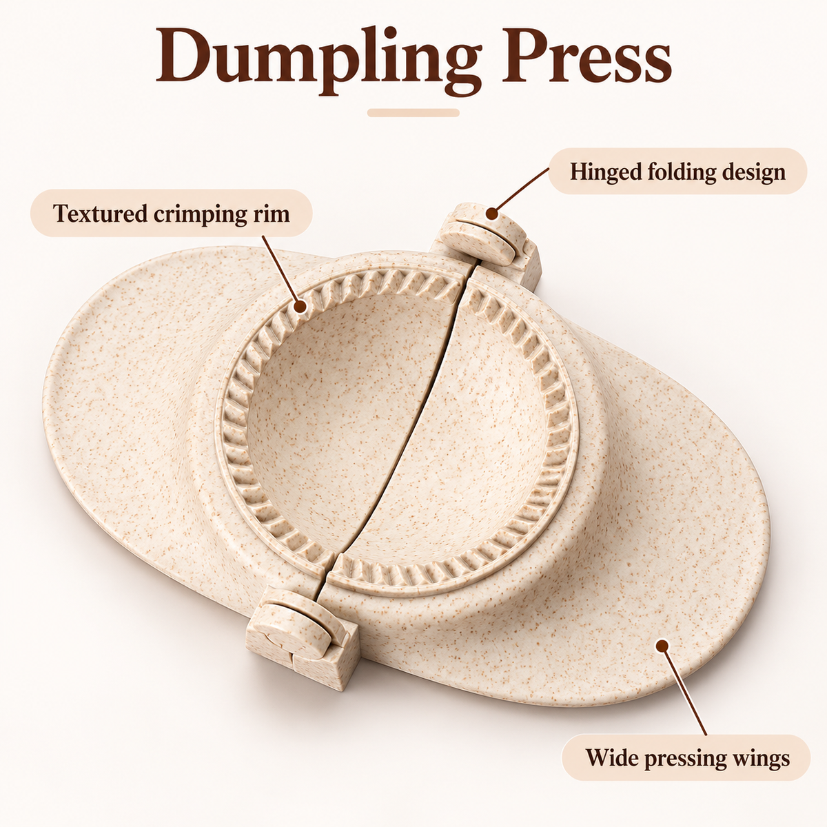Wheat-Straw Dumpling Press with Size and Color Options for Handmade Dumplings - Medium Beige - feature