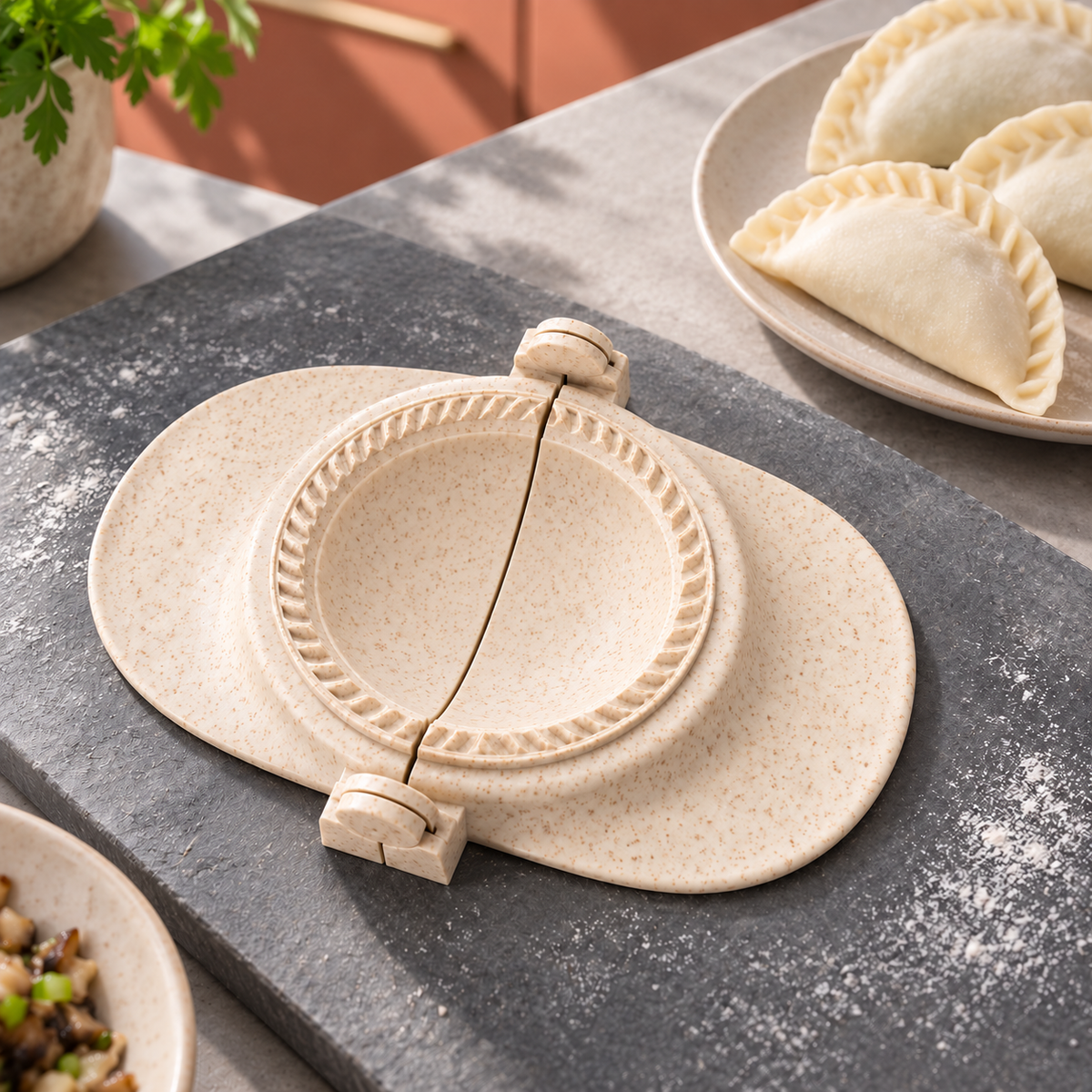 Wheat-Straw Dumpling Press with Size and Color Options for Handmade Dumplings - Medium Beige - lifestyle