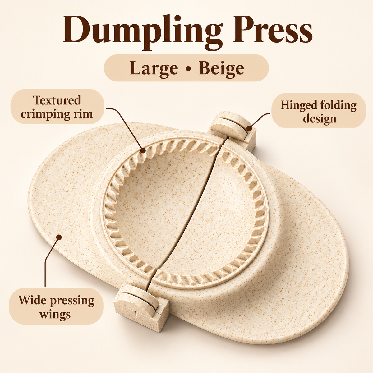 Wheat-Straw Dumpling Press with Size and Color Options for Handmade Dumplings - Large Beige - feature