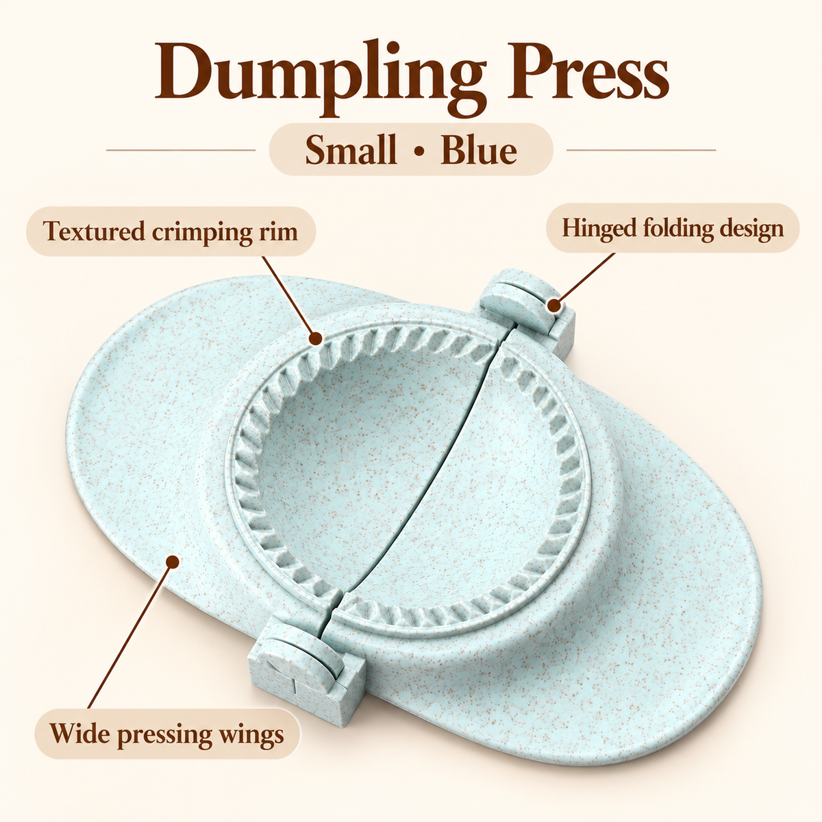 Wheat-Straw Dumpling Press with Size and Color Options for Handmade Dumplings - Small Blue - feature