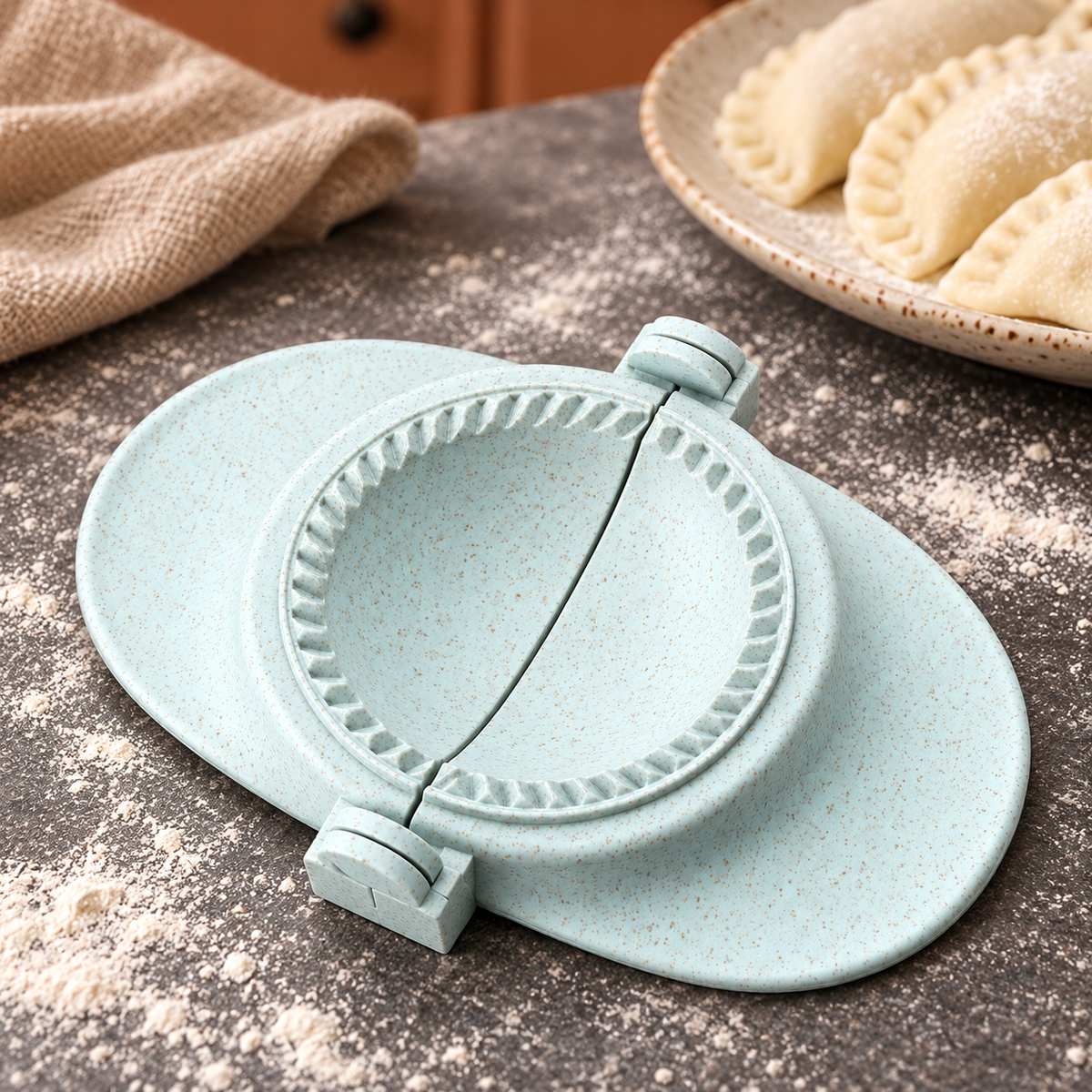 Wheat-Straw Dumpling Press with Size and Color Options for Handmade Dumplings - Small Blue - lifestyle