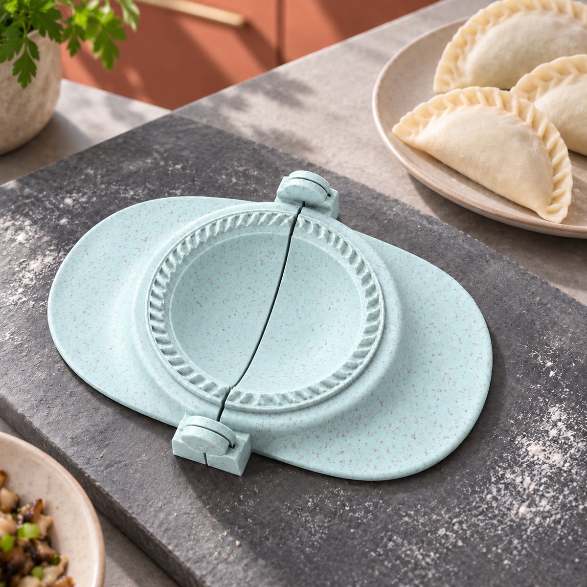 Wheat-Straw Dumpling Press with Size and Color Options for Handmade Dumplings - Medium Blue - lifestyle