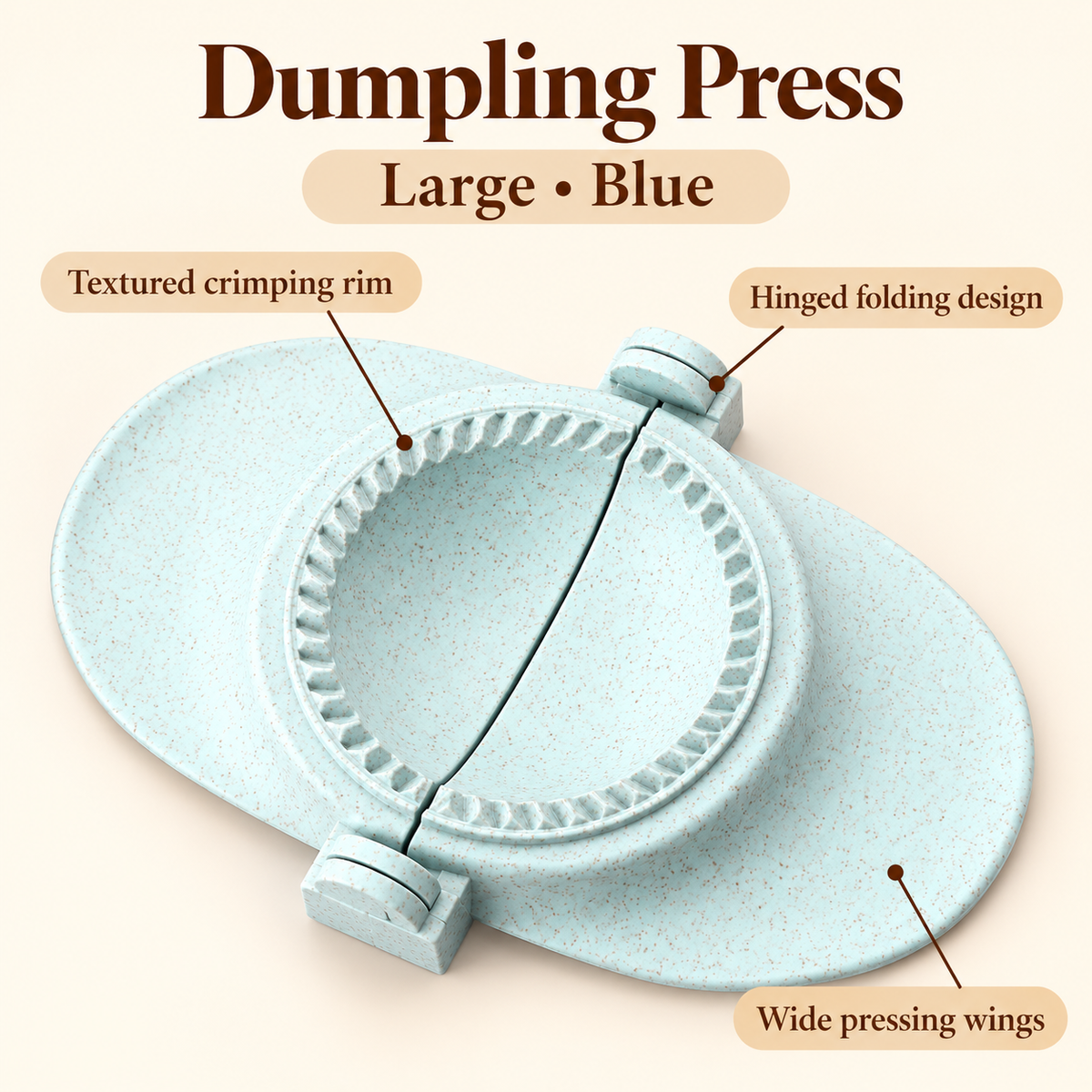 Wheat-Straw Dumpling Press with Size and Color Options for Handmade Dumplings - Large Blue - feature