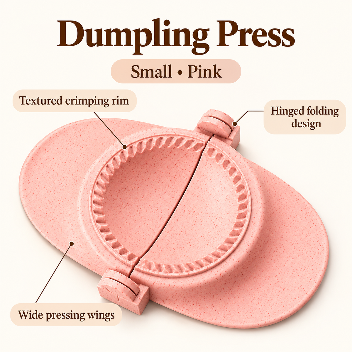 Wheat-Straw Dumpling Press with Size and Color Options for Handmade Dumplings - Small Pink - feature