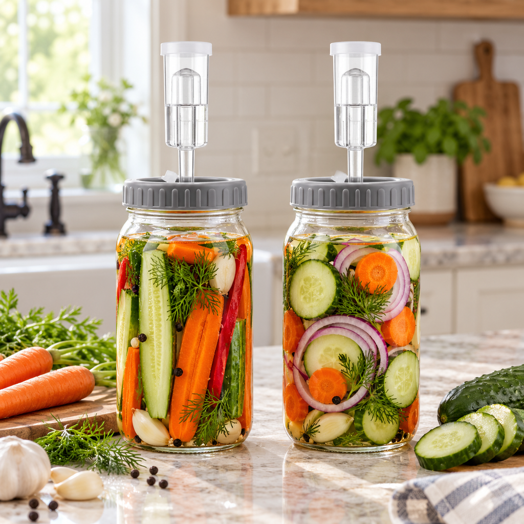 Glass Fermentation Jar Kit with Airlock Options for Homemade Pickling - 32oz 2-Pack - Clear - lifestyle