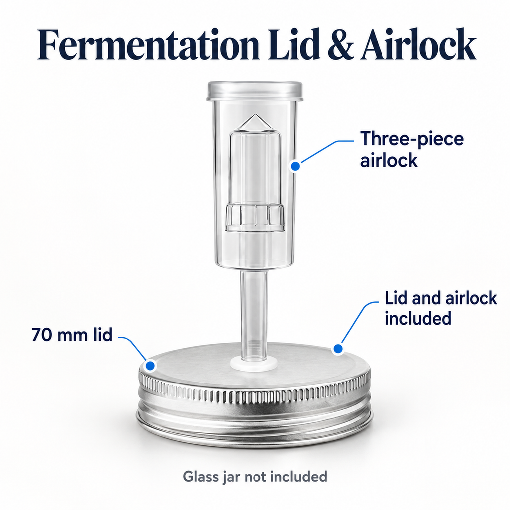 Mason Jar Fermentation Lid and Airlock Kit in 70mm and 86mm Sizes - Regular 70mm - Single set - feature
