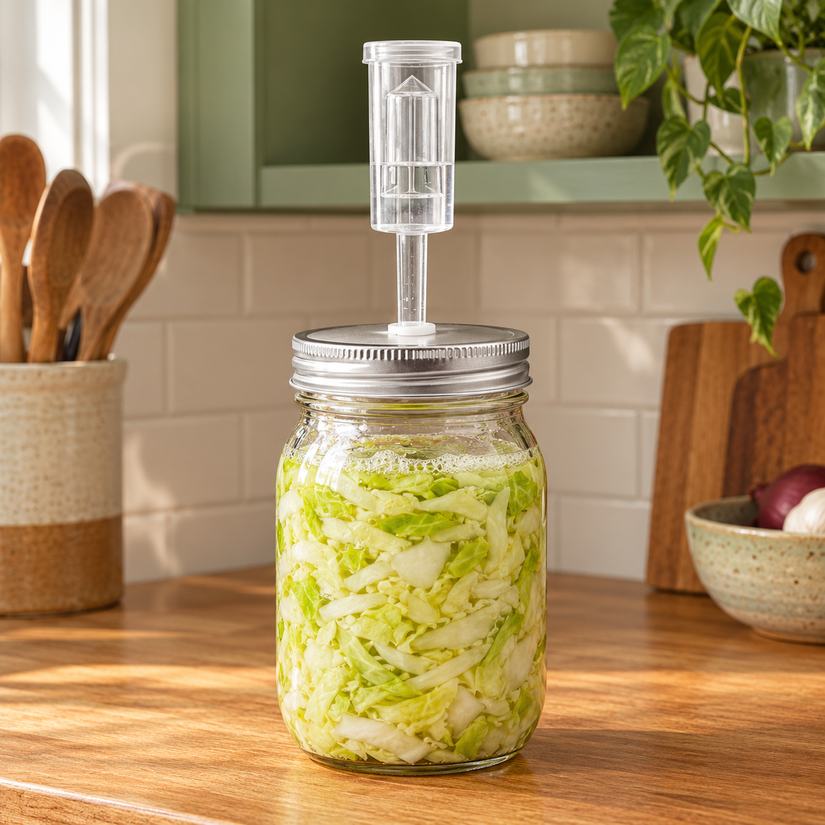 Mason Jar Fermentation Lid and Airlock Kit in 70mm and 86mm Sizes - Regular 70mm - Single set - lifestyle
