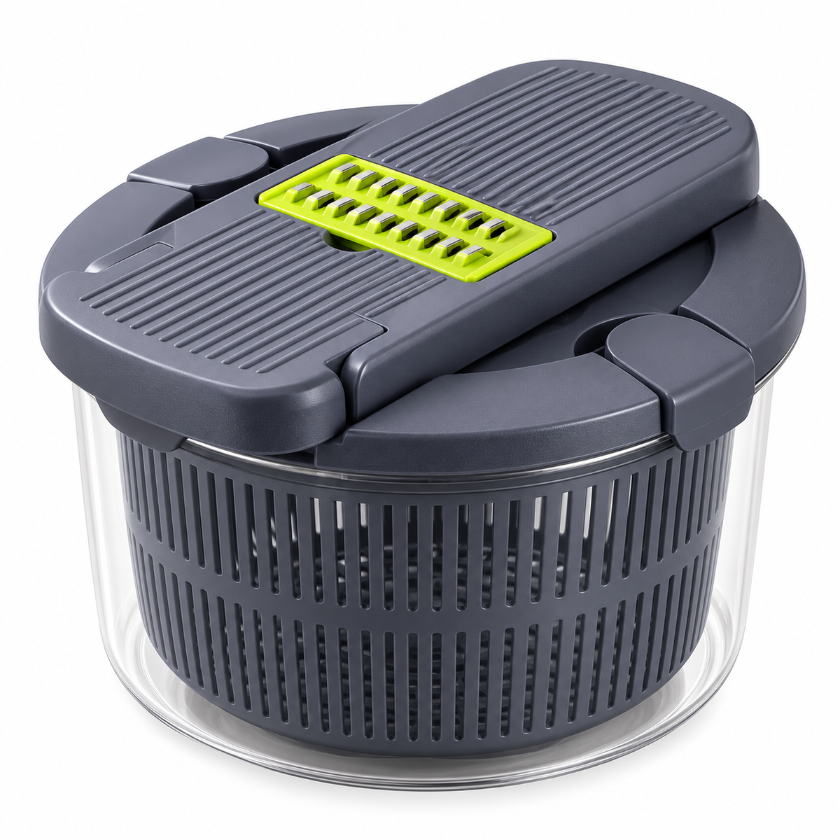 2-in-1 Vegetable Cutter and Salad Spinner for Everyday Meal Preparation - Gray-Green 2-in-1 cutter and spinner - main
