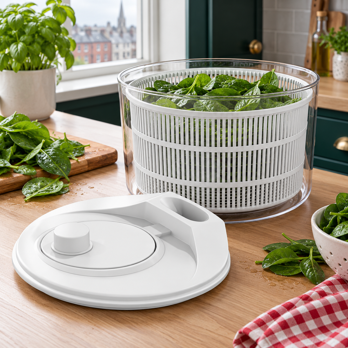 Manual Salad Spinner with Standard and 5L Upgrade Options for Home Salads - Standard White - lifestyle