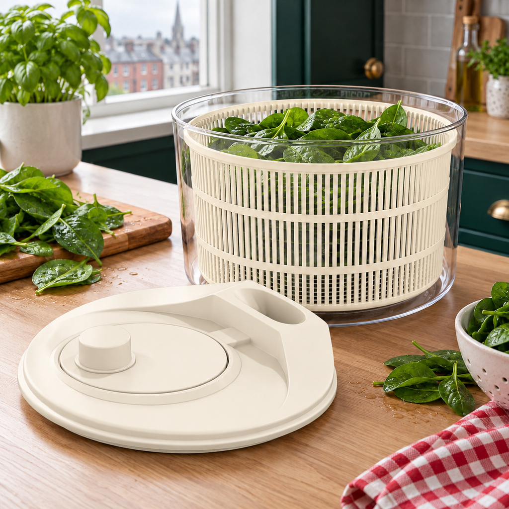 Manual Salad Spinner with Standard and 5L Upgrade Options for Home Salads - Standard Ivory - lifestyle