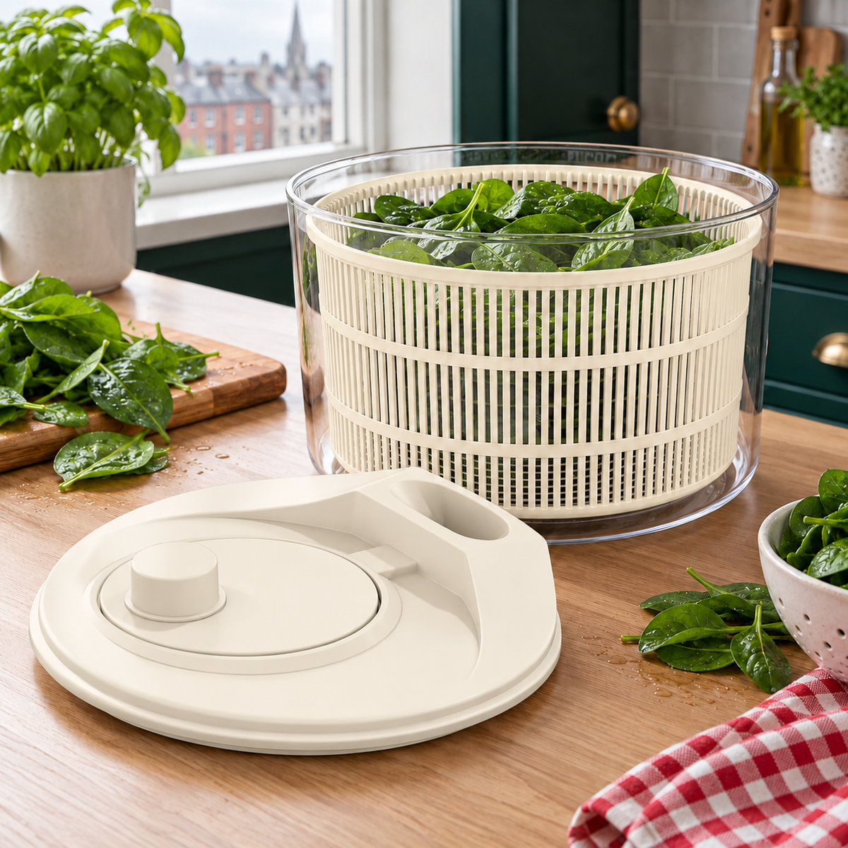 Manual Salad Spinner with Standard and 5L Upgrade Options for Home Salads - Standard Ivory - lifestyle