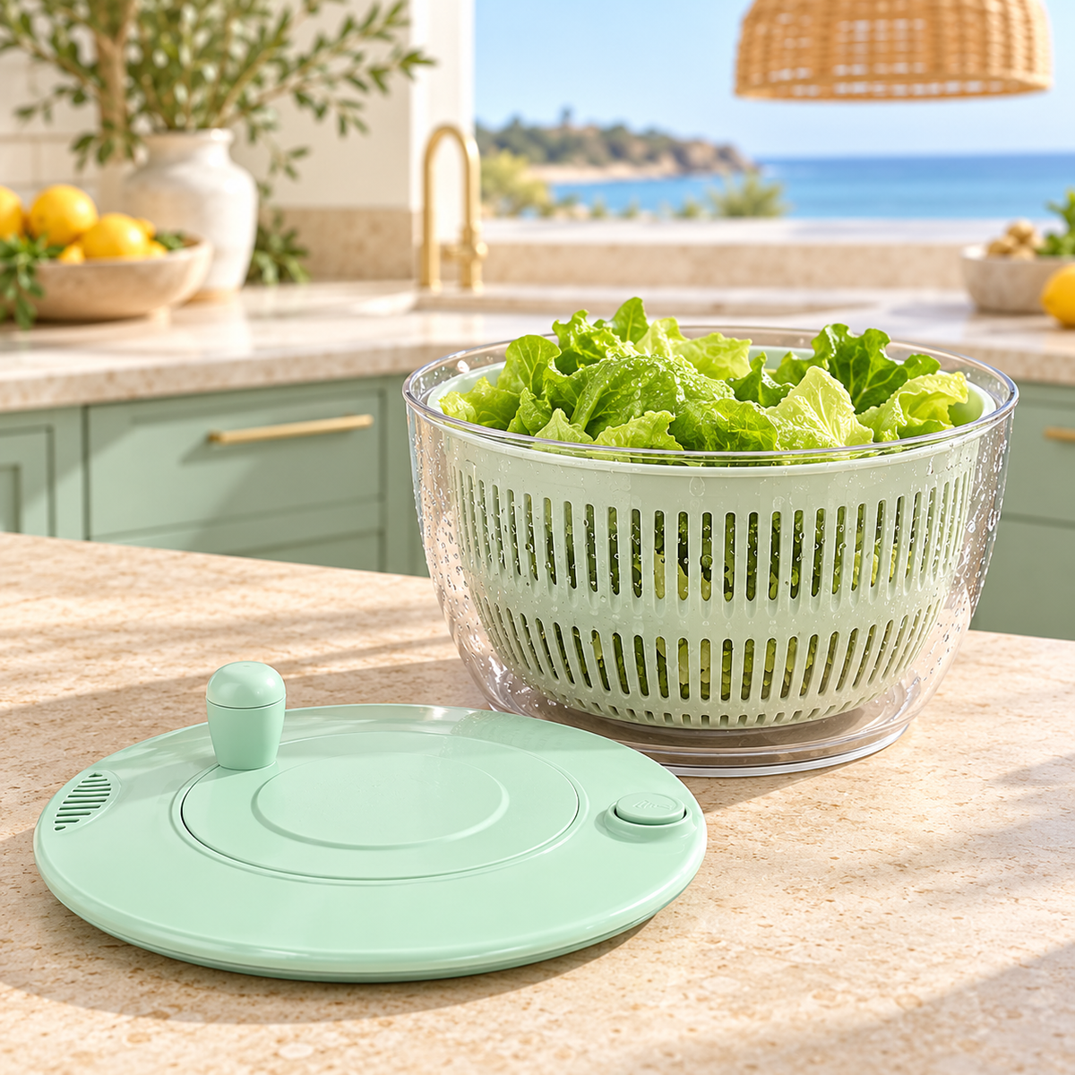 Salad Spinner and Vegetable Cutter Options for Fresh Meal Preparation - Fresh Green 5L spinner - lifestyle