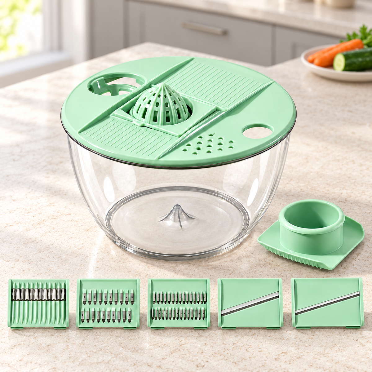 Salad Spinner and Vegetable Cutter Options for Fresh Meal Preparation - Fresh Green 5L cutter - lifestyle