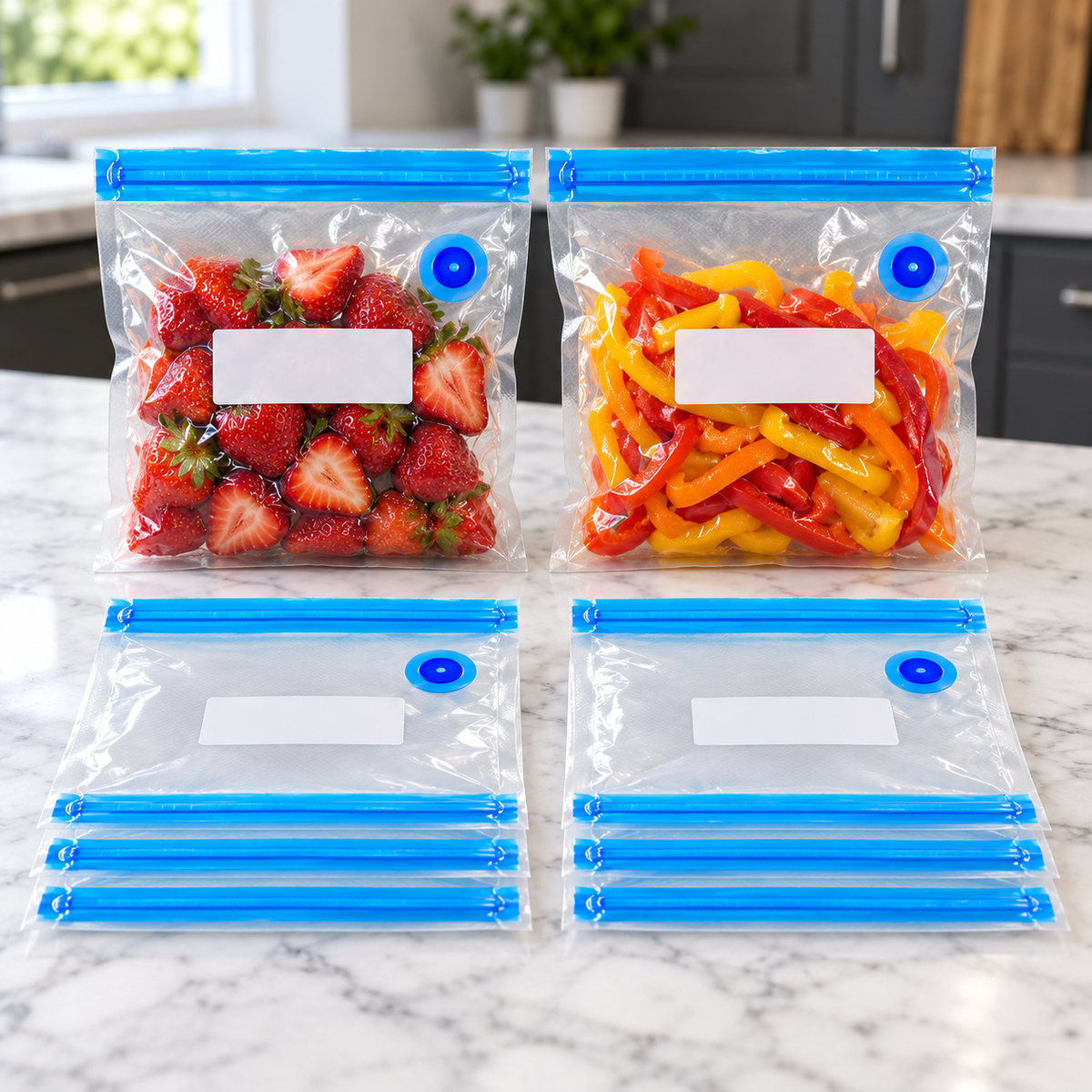 10-Pack Valve Vacuum Food Storage Bags with Size Options for Meal Prep - 22 x 21 - 18 si thickness label - 10-Pack - lifestyle